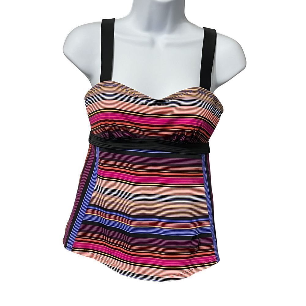 Athleta Women's Capri Stripe Pura‎ Tankini Top Multi Stripe Size 32 B/C - Picture 3 of 6